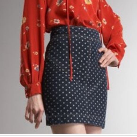 Robecca Taylor Polka Dot Jean Skirt - Picture 2 of 3